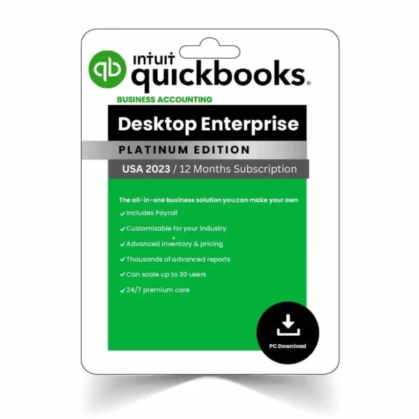 QB Accounting software Desktop Entreprise 2023 – US Version- 12 Months Subscription