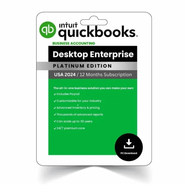 QB Accounting software Desktop Entreprise 2024 – US Version- 12 Months Subscription